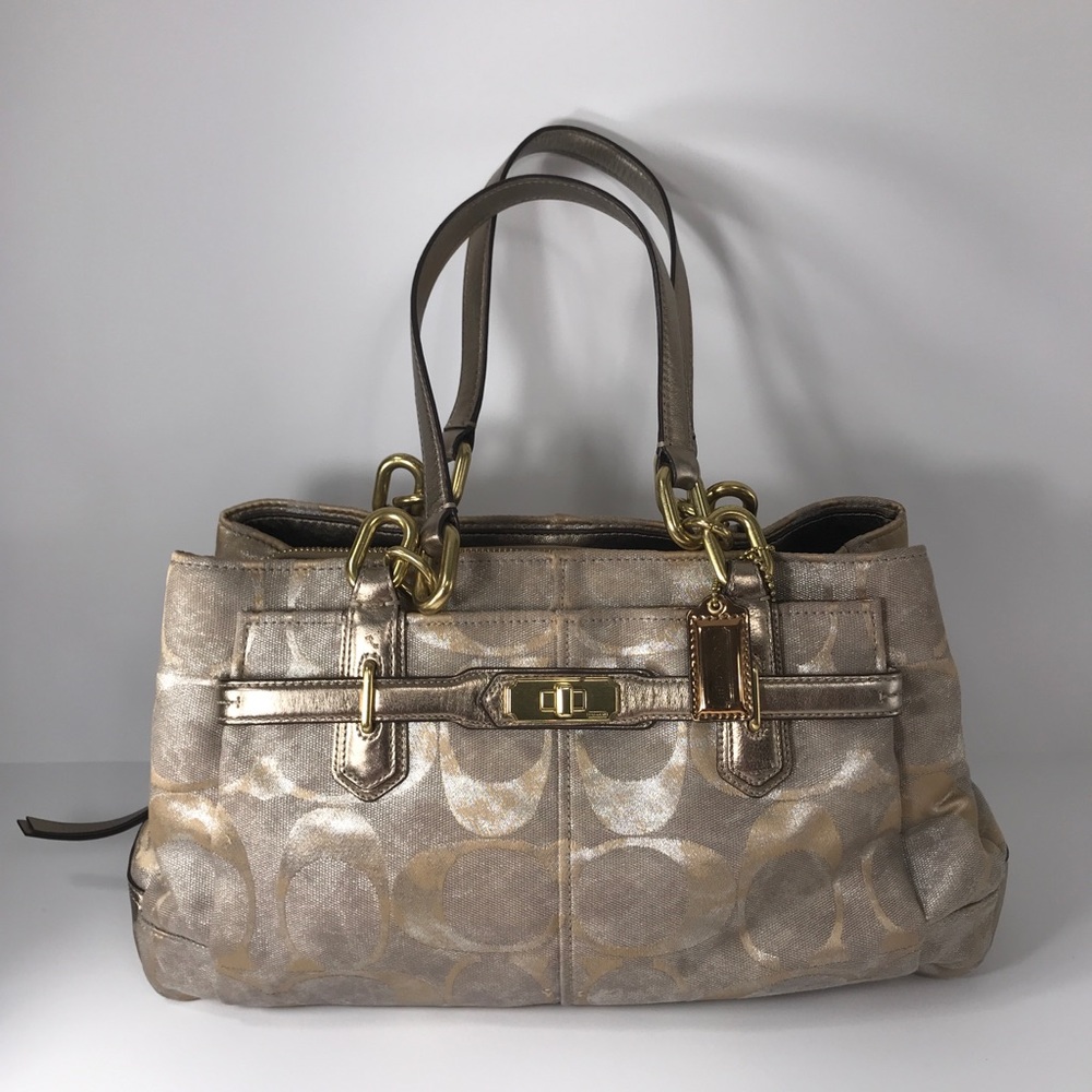Coach Chelsea gold patina signature Jaden Carryall